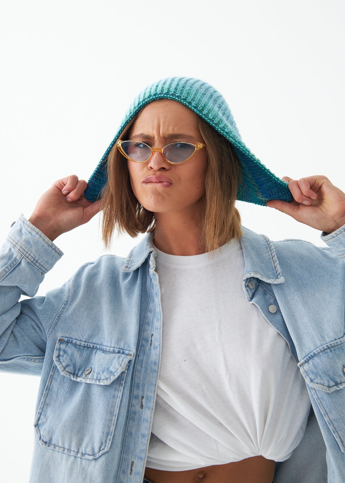 Reversible Wool Beanie Tiffany Blue Lisse - Double-Sided Warm Hat