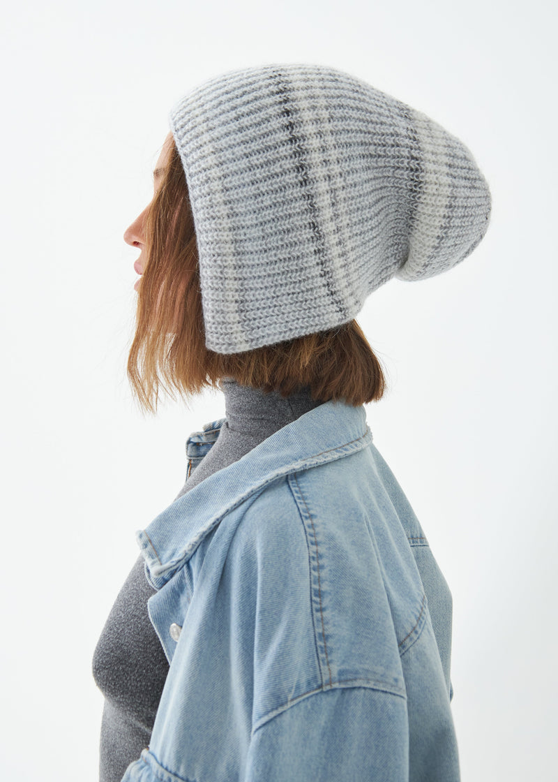 Reversible Wool Beanie White Lisse - Double-Sided Warm Hat