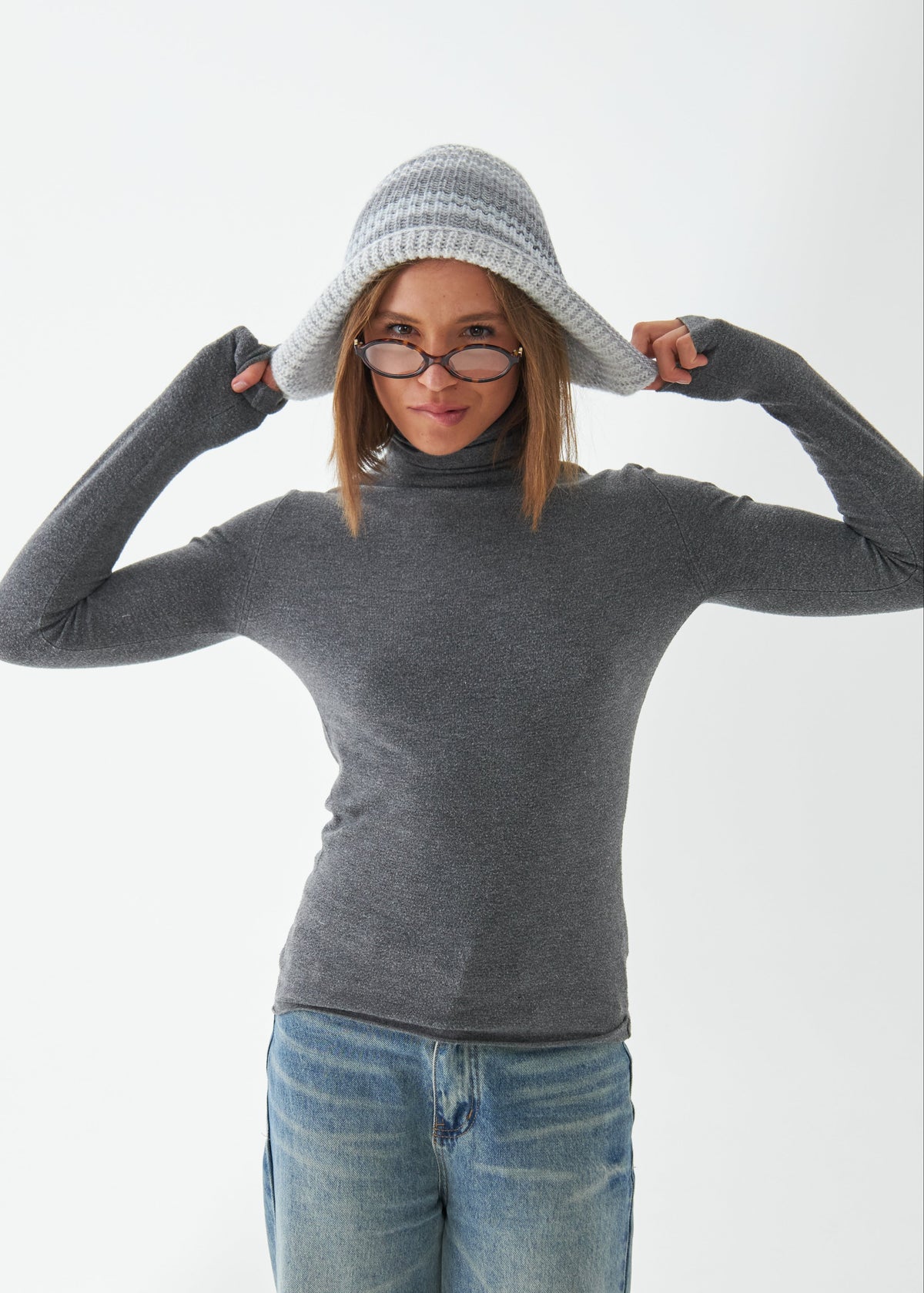 Reversible Wool Beanie White Lisse - Double-Sided Warm Hat