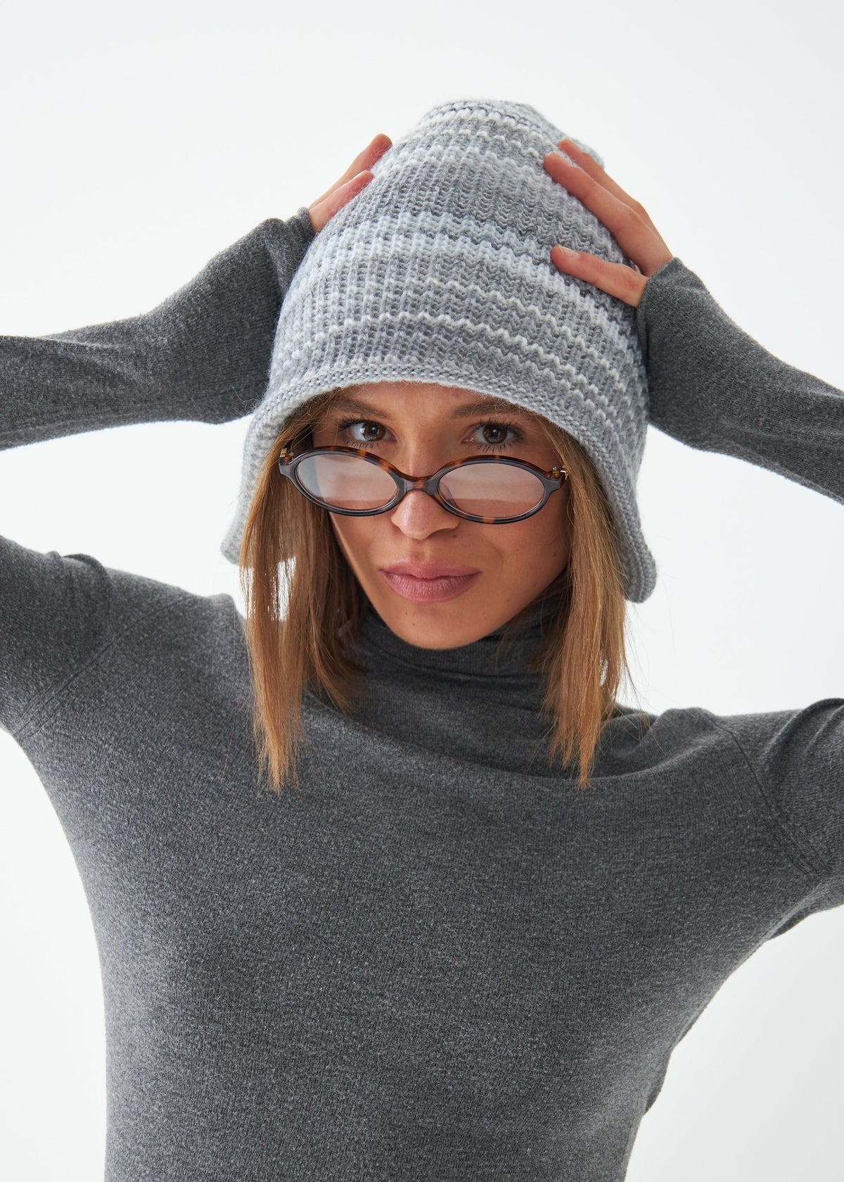 Reversible Wool Beanie White Lisse - Double-Sided Warm Hat