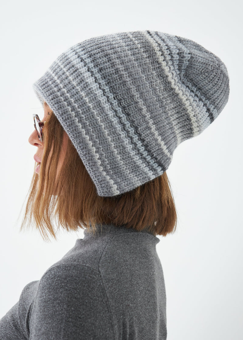 Reversible Wool Beanie White Lisse - Double-Sided Warm Hat
