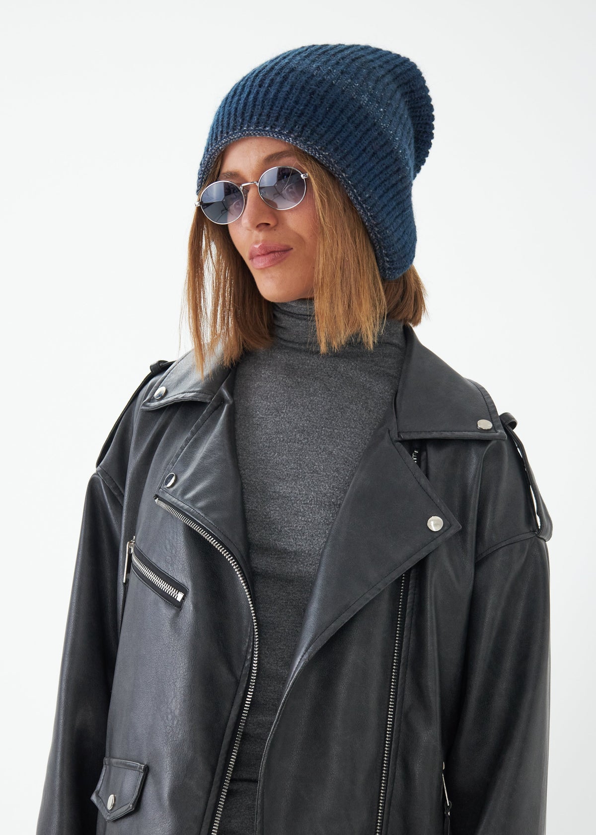 Reversible Wool Beanie City Lisse - Double-Sided Warm Hat