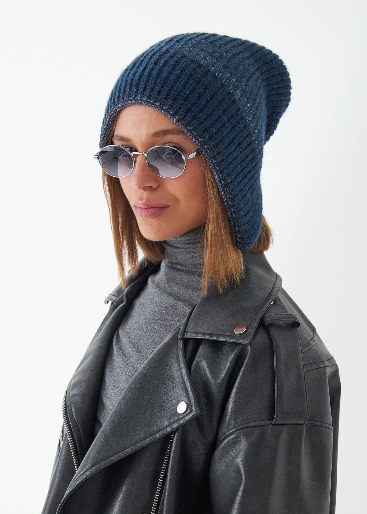 Reversible Wool Beanie City Lisse - Double-Sided Warm Hat