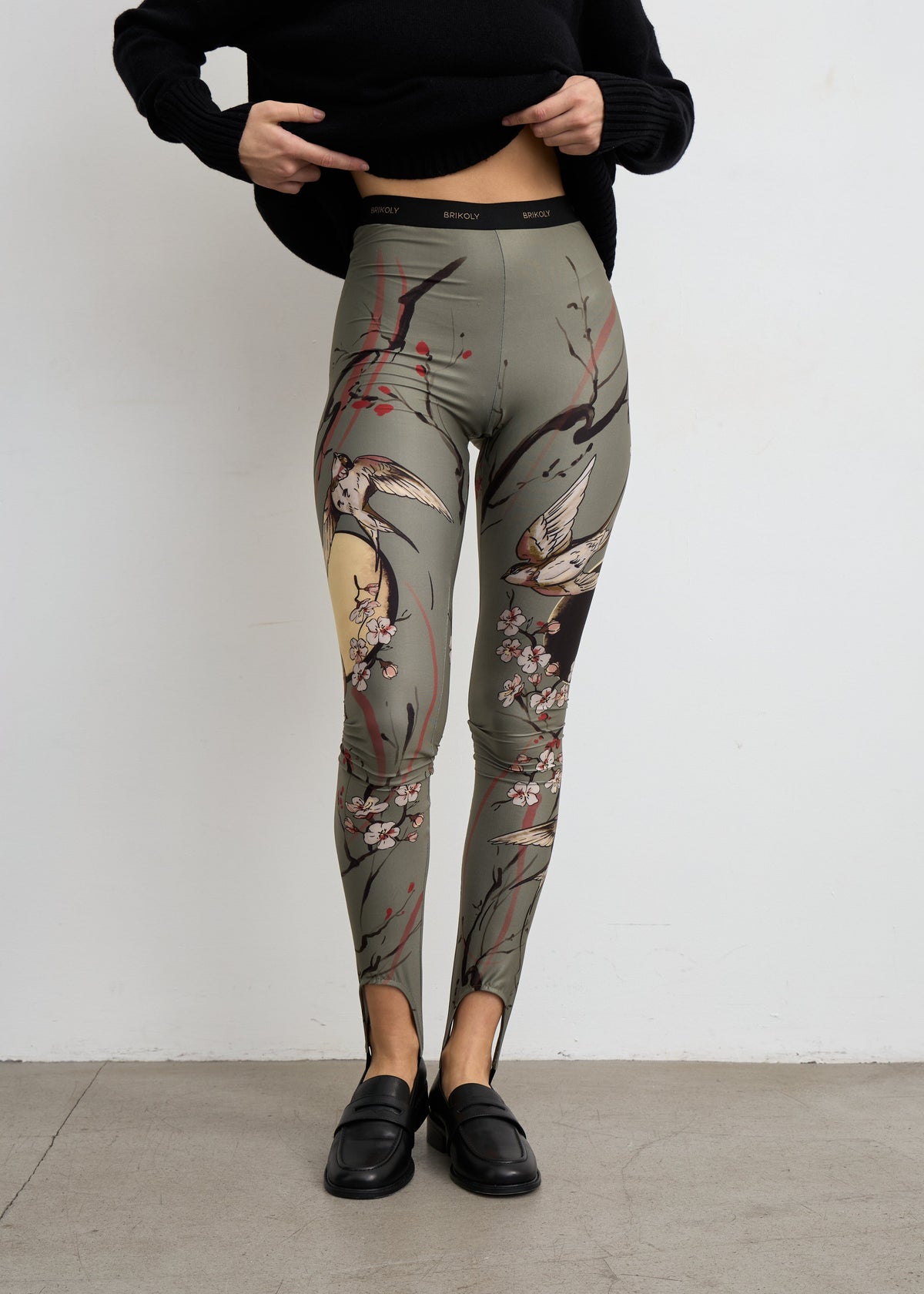 Moon Tattoo Print Sheer Mesh Leggings for Women - BRIKOLY