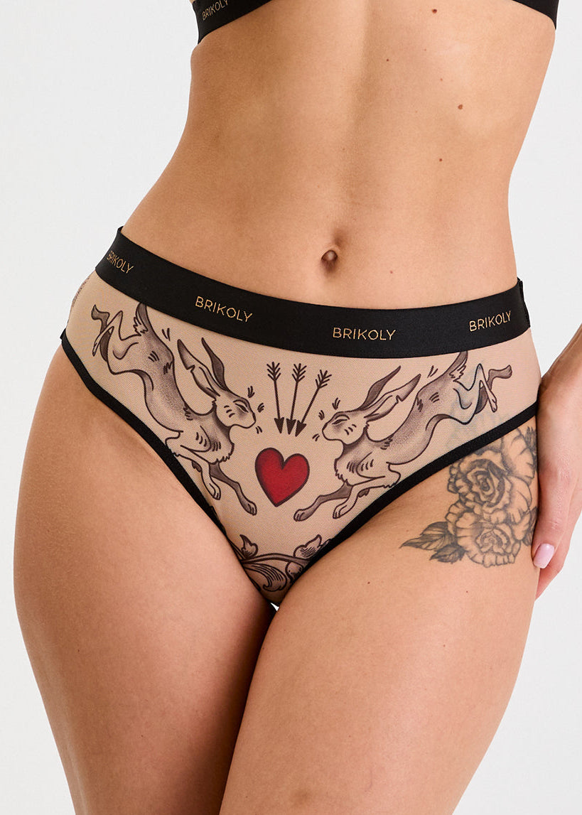 Rabbit Print Briefs for Women with Striking Artwork 
