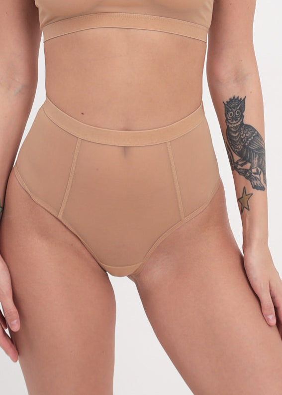 Beige High-Waisted Thong – Minimalist Elegance