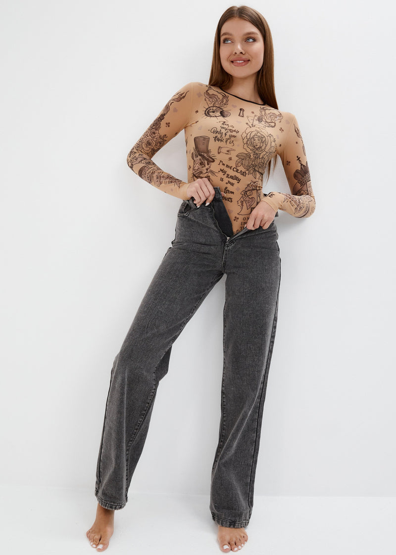 Alisa Long Sleeve Bodysuit for Women – Unique Tattoo Design