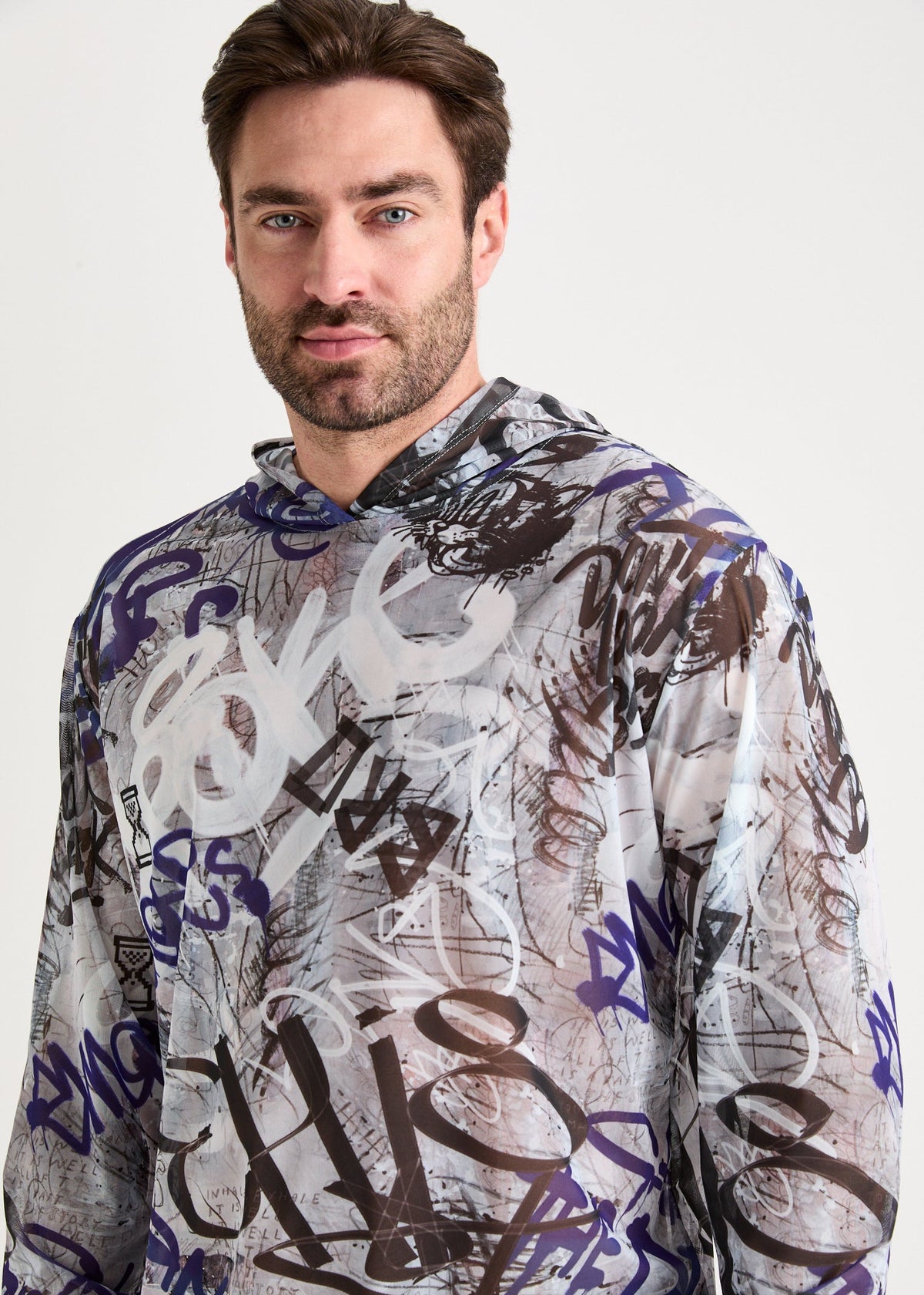 Graffiti Men's Mesh Rash Guard – SPF 50 Long Sleeve Swim Shirt - BRIKOLY