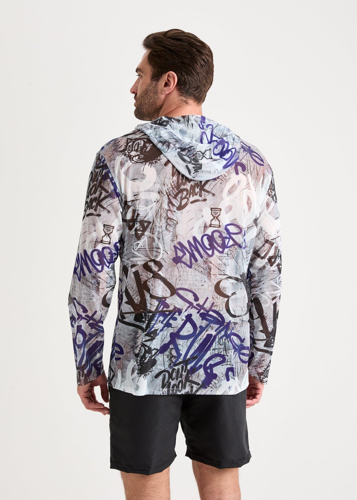 Graffiti Men's Mesh Rash Guard – SPF 50 Long Sleeve Swim Shirt - BRIKOLY