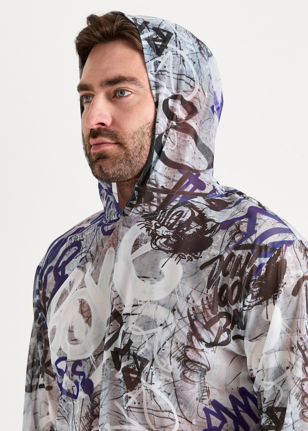 Graffiti Men's Mesh Rash Guard – SPF 50 Long Sleeve Swim Shirt - BRIKOLY