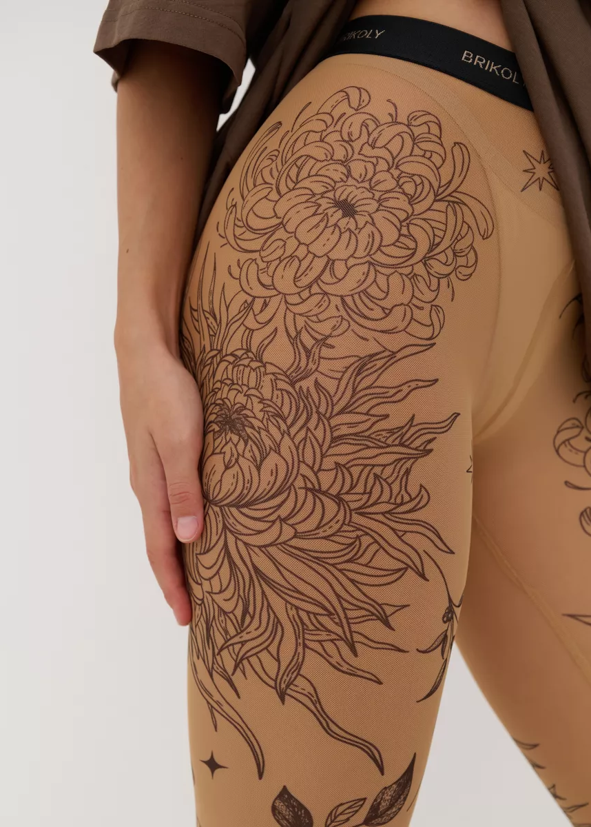 Fox Sheer Mesh Tattoo Effect Leggings for Women – Bold & Stylish - BRIKOLY