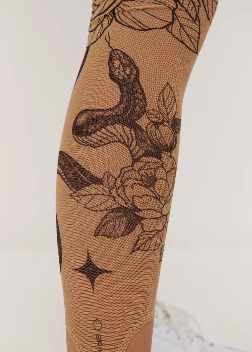 Fox Sheer Mesh Tattoo Effect Leggings for Women – Bold & Stylish - BRIKOLY