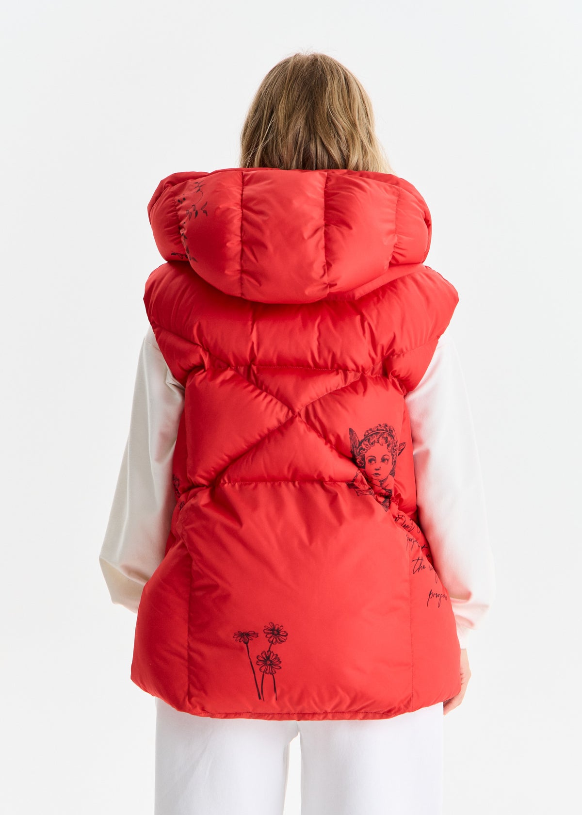 Red Accent Women’s Hooded Vest - BRIKOLY