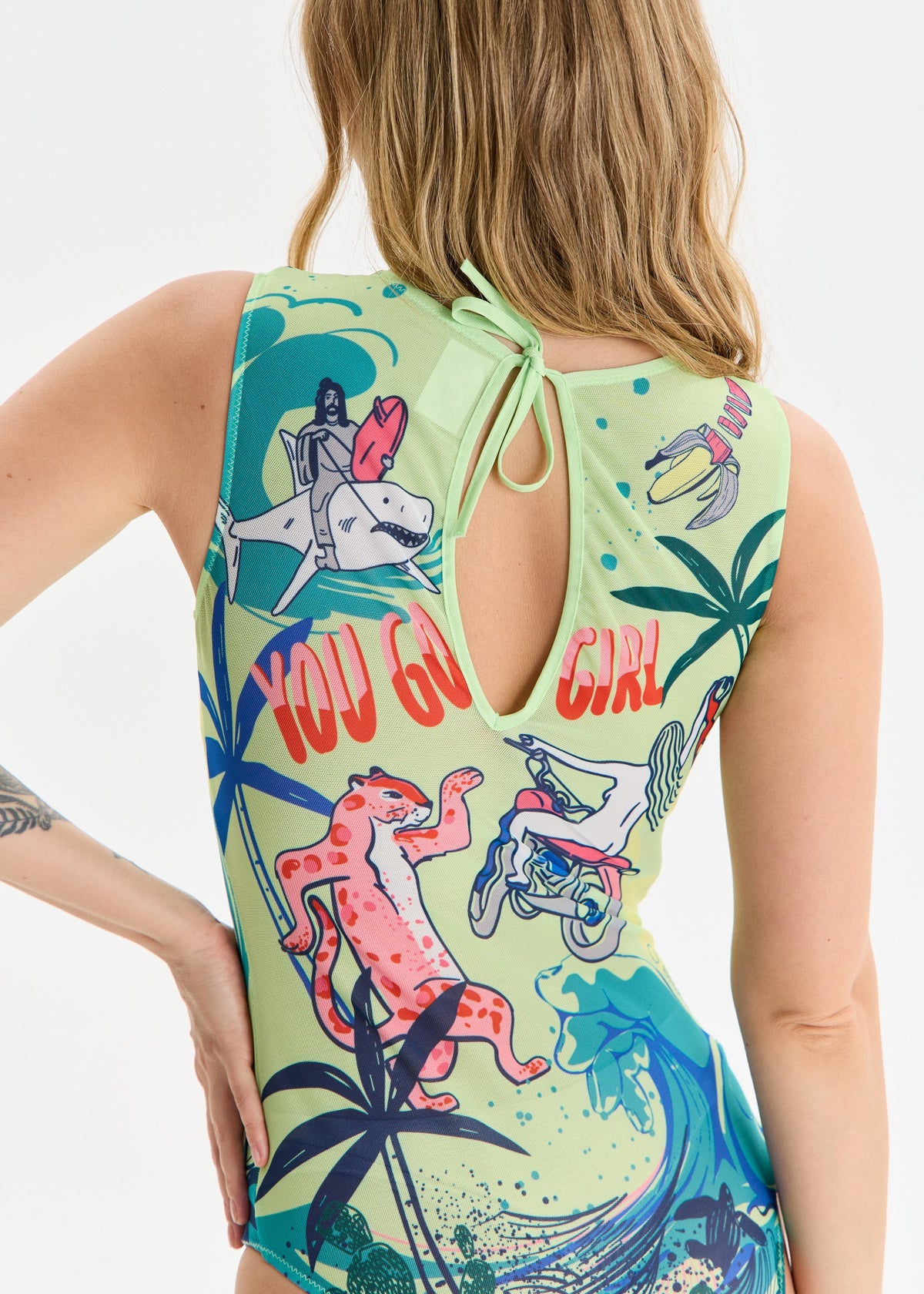 Surf One-Piece – Sheer Mesh Smart Swimsuit with SPF 50 - BRIKOLY