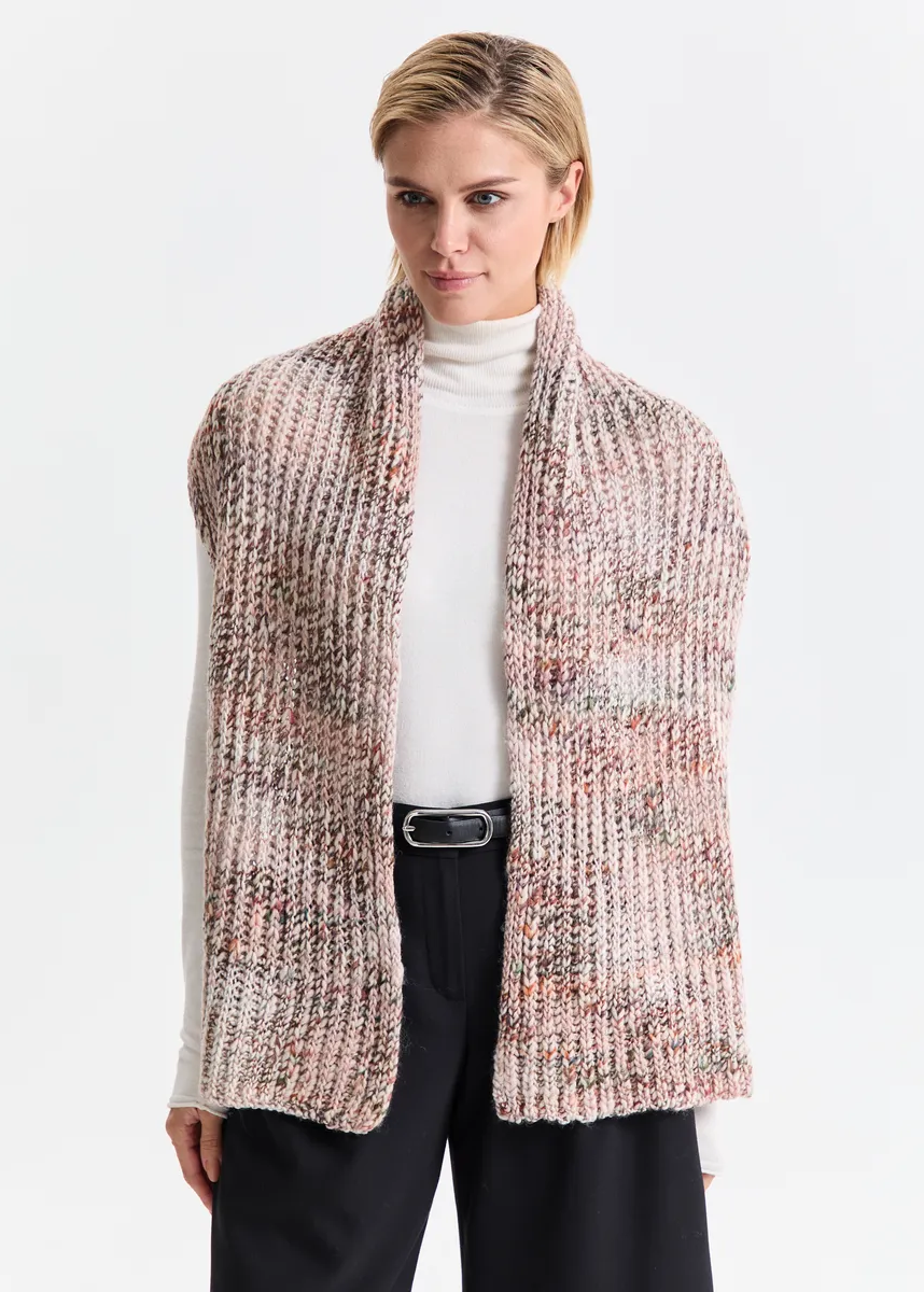 Oversized Alpaca Wool Scarf - White & Powder & Brown - BRIKOLY