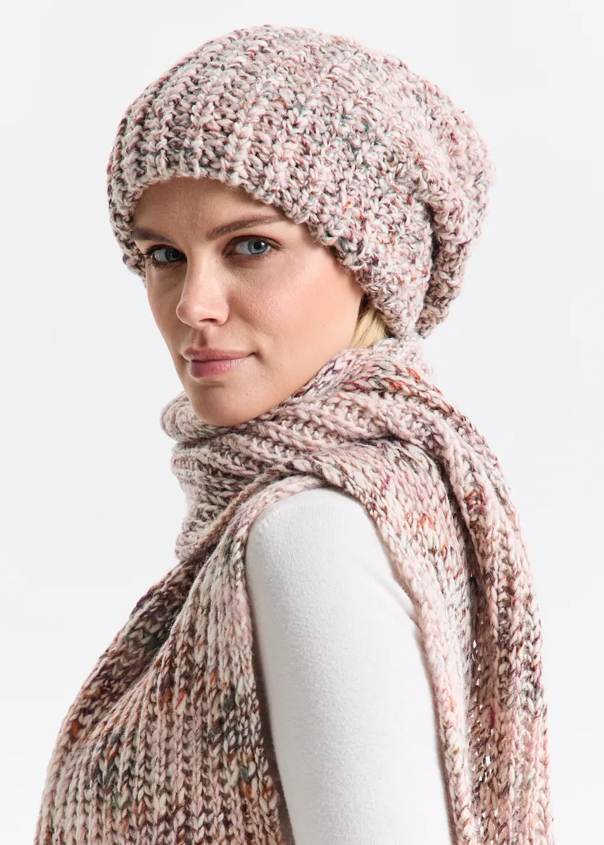 Oversized Alpaca Wool Scarf - White & Powder & Brown - BRIKOLY