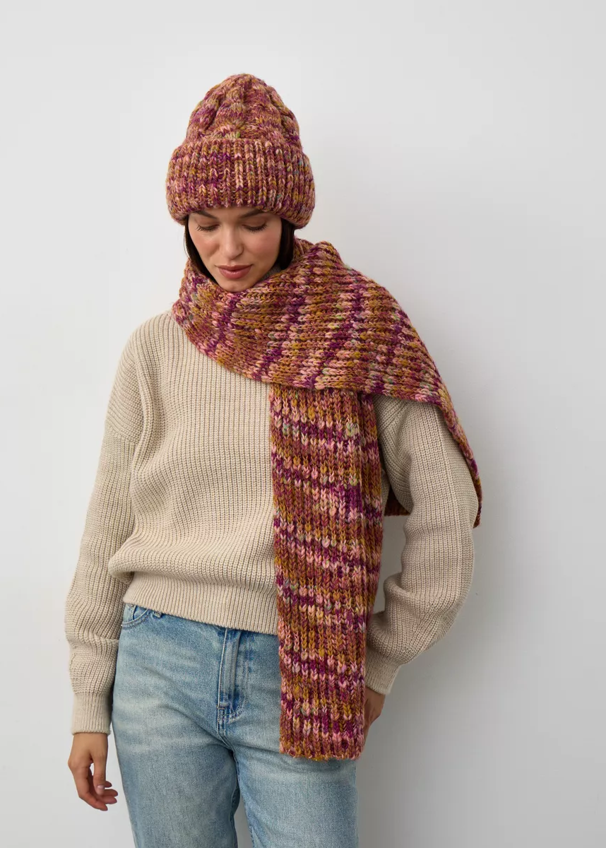 Oversized Alpaca Wool Scarf - Bordo & Khaki - BRIKOLY