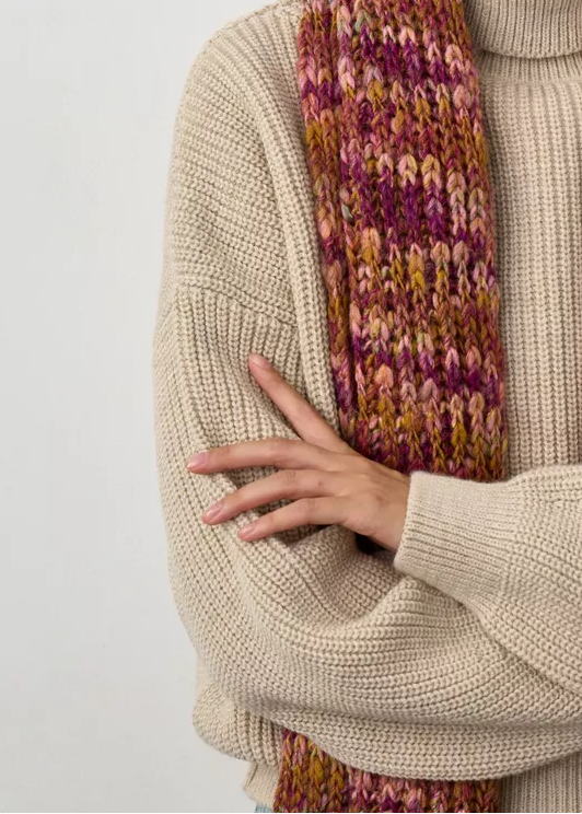 Oversized Alpaca Wool Scarf - Bordo & Khaki - BRIKOLY