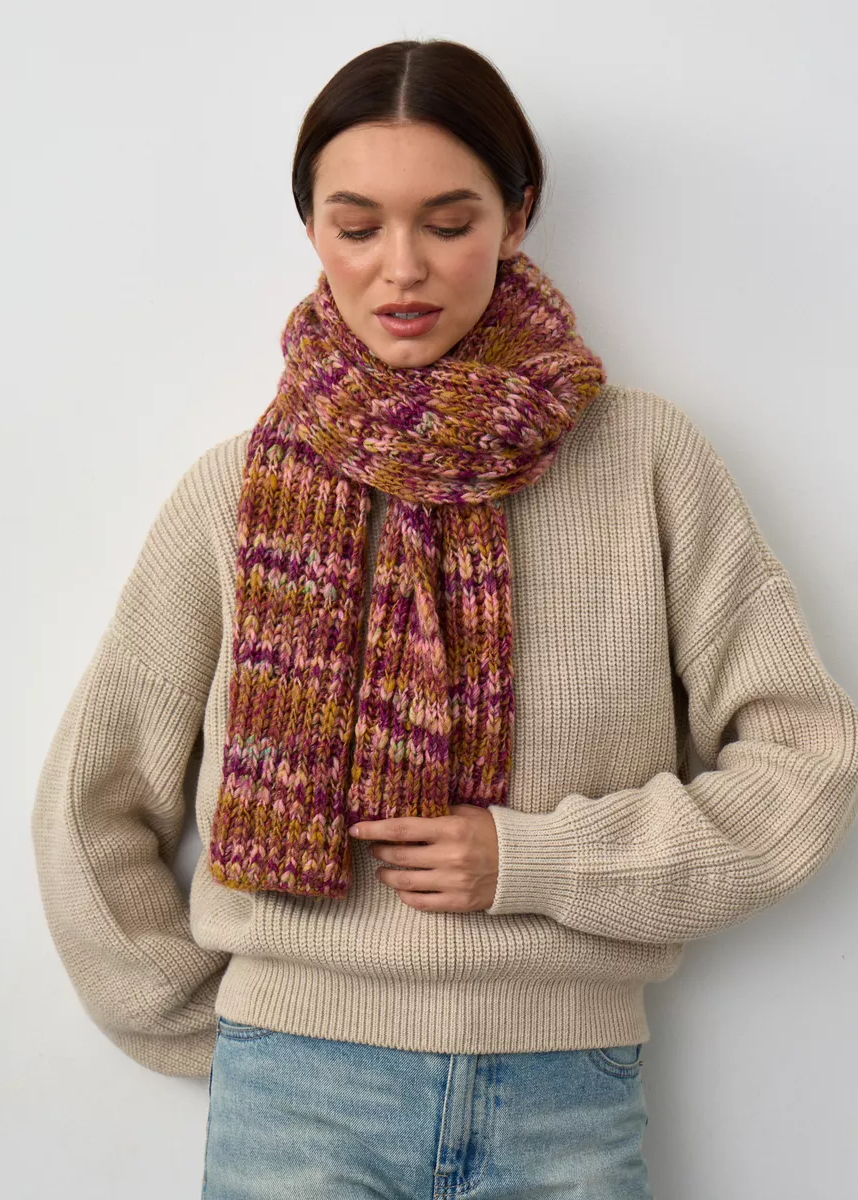 Oversized Alpaca Wool Scarf - Bordo & Khaki - BRIKOLY