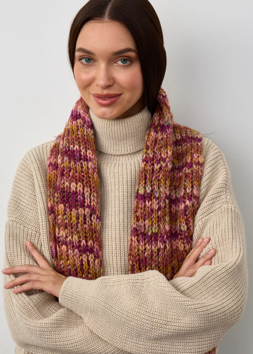 Oversized Alpaca Wool Scarf - Bordo & Khaki - BRIKOLY