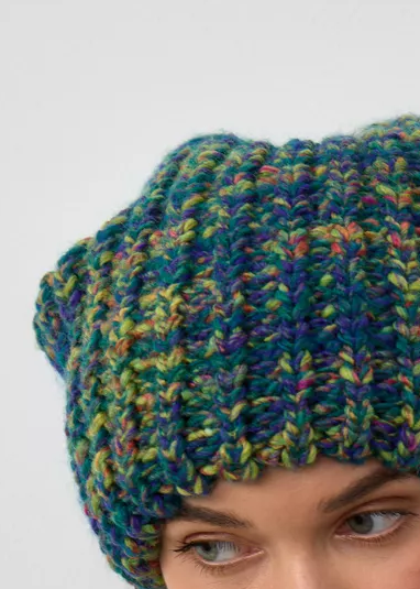 Oversized Double-Layer Wool Hat in Lilac & Yellow & Blue - BRIKOLY