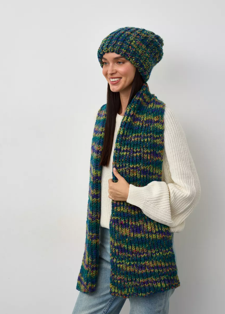 Oversized Double-Layer Wool Hat in Lilac & Yellow & Blue - BRIKOLY