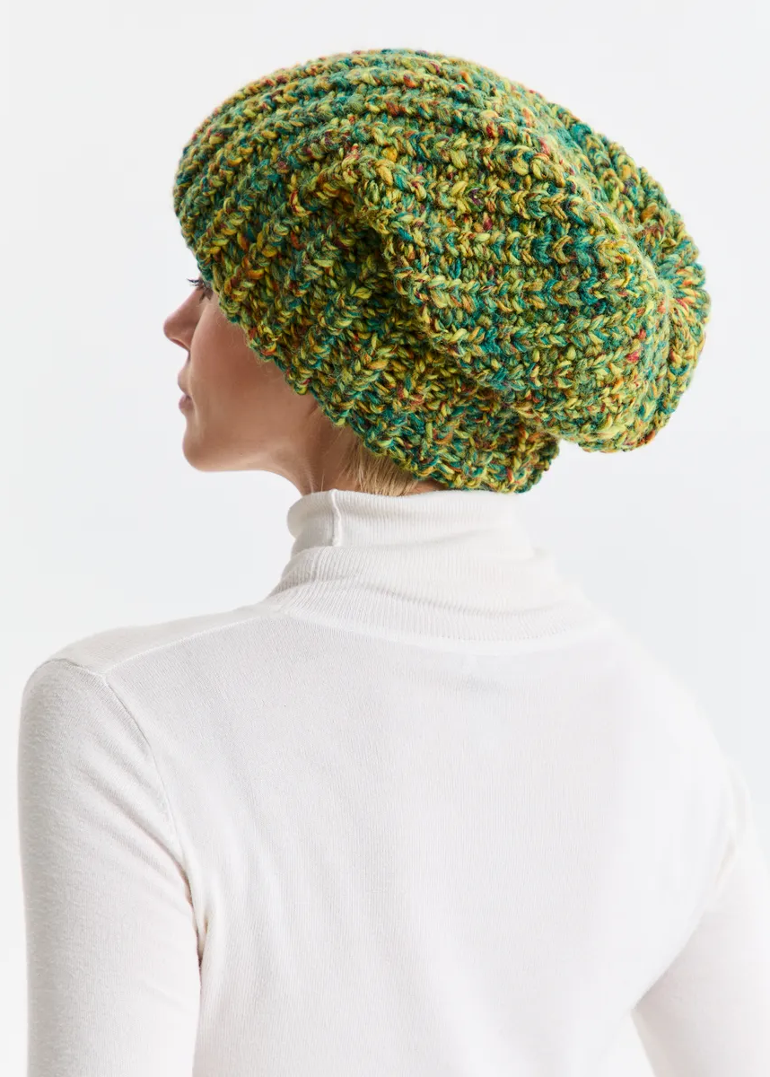 Oversized Double-Layer Wool Hat in Khaki - BRIKOLY