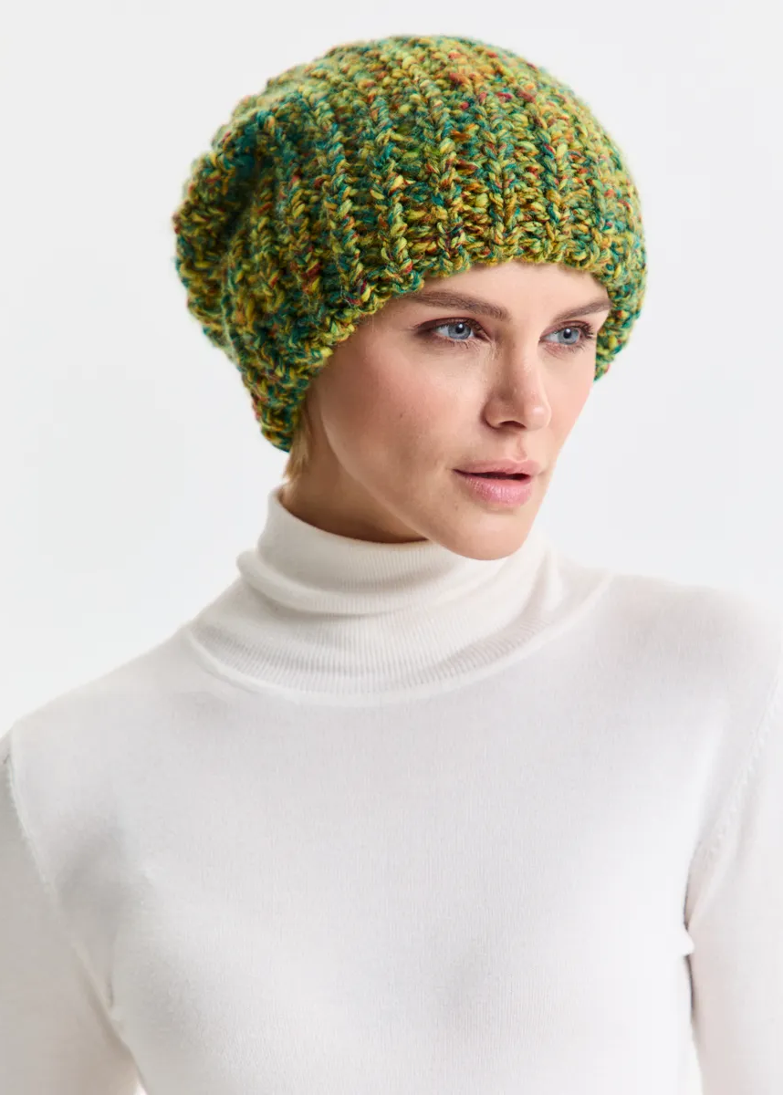 Oversized Double-Layer Wool Hat in Khaki - BRIKOLY