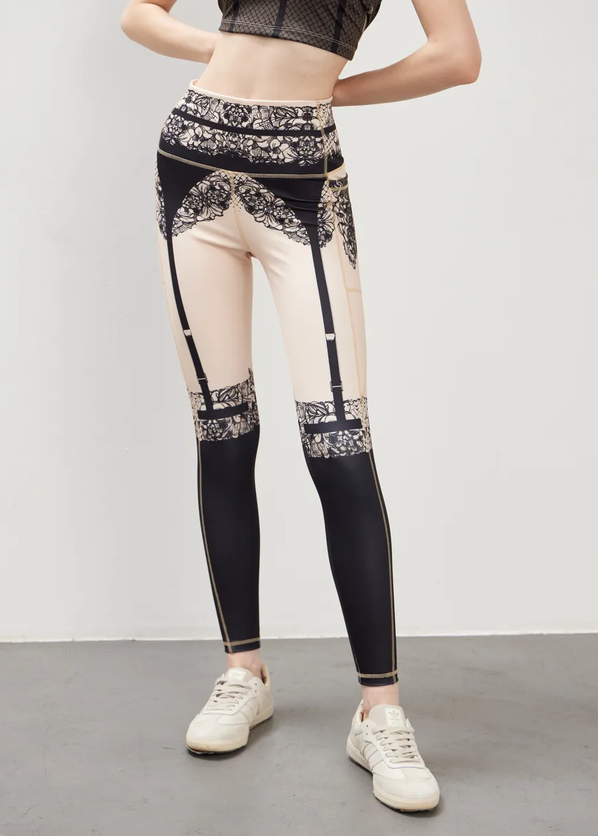 Vintage Print Leggings with Pockets for Women – Yoga, Workout, Everyday Wear - BRIKOLY