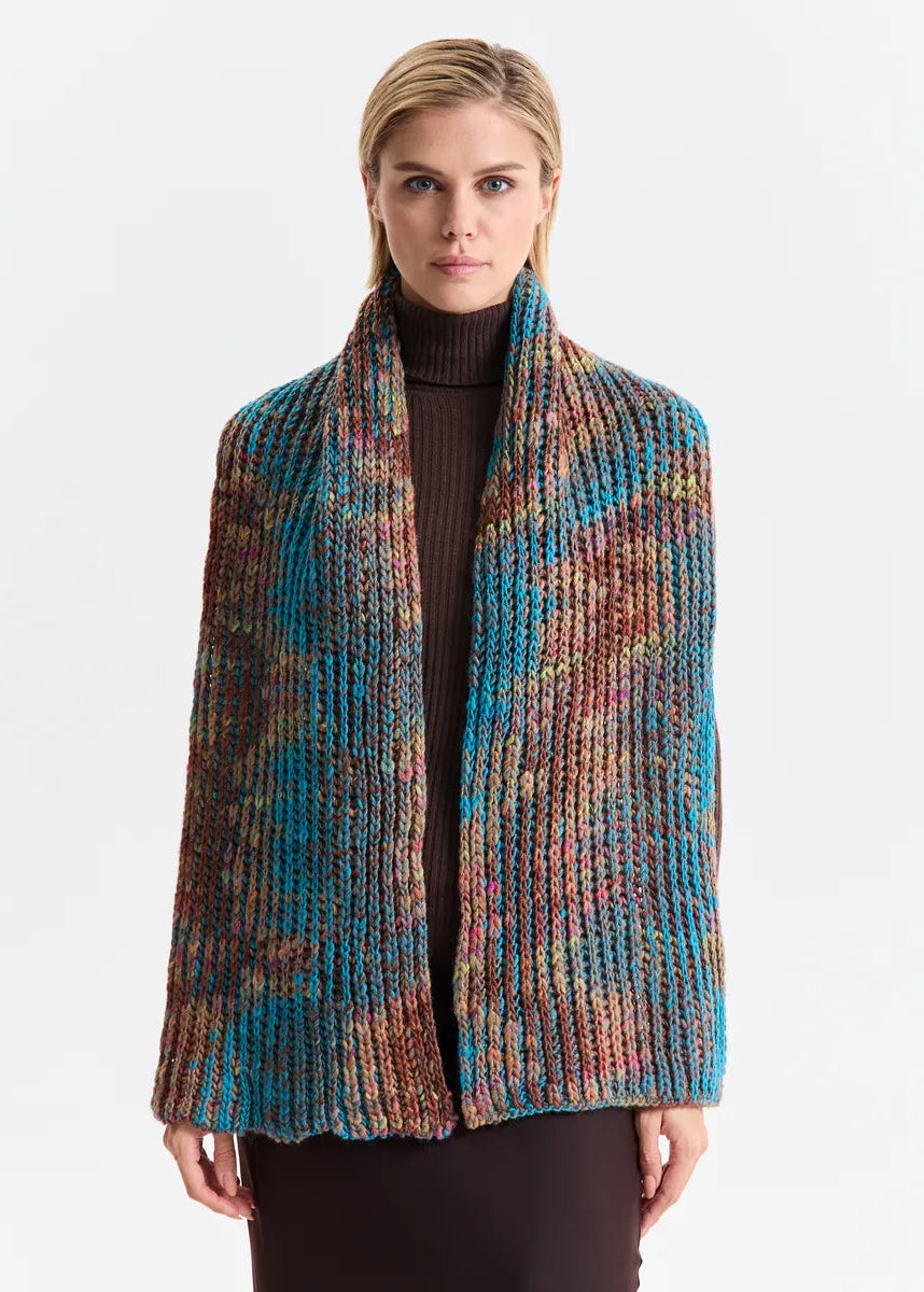 Oversized Alpaca Wool Scarf - Turquoise & Orange - BRIKOLY
