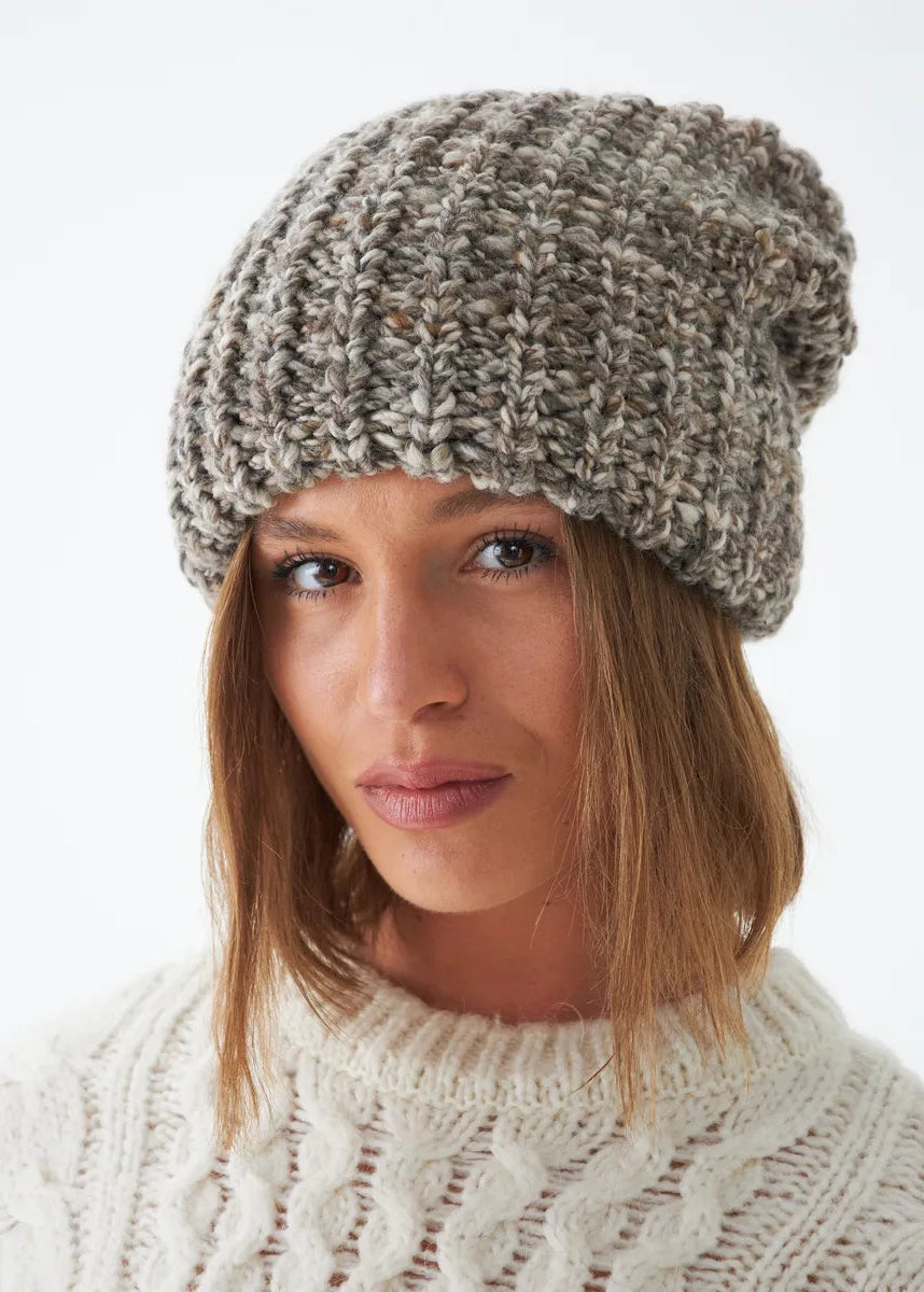 Oversized Double-Layer Wool Hat in Gray - BRIKOLY