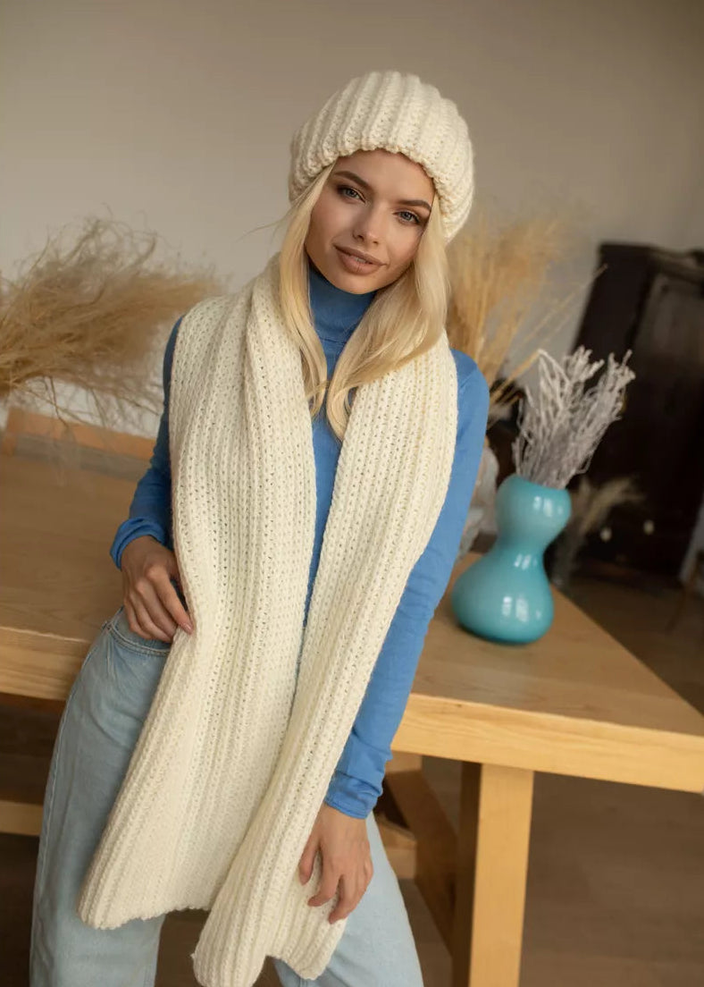 Oversized Double-Layer Wool Hat in White - BRIKOLY