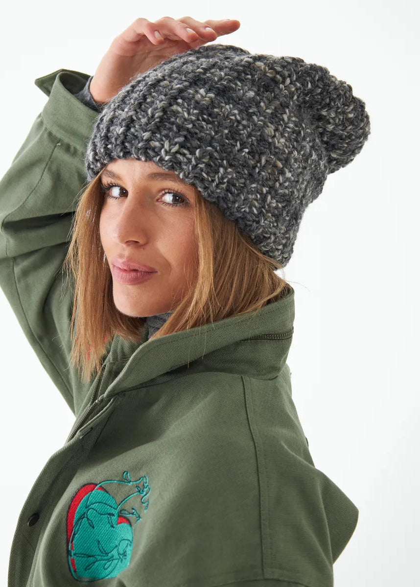 Oversized Double-Layer Wool Hat in Dark Gray - BRIKOLY