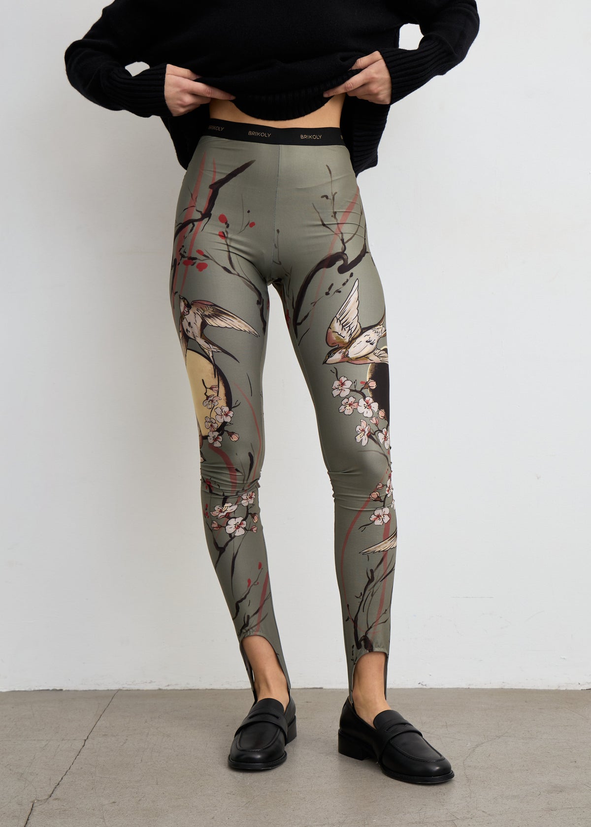 Moon Tattoo Print Sheer Mesh Leggings for Women - BRIKOLY