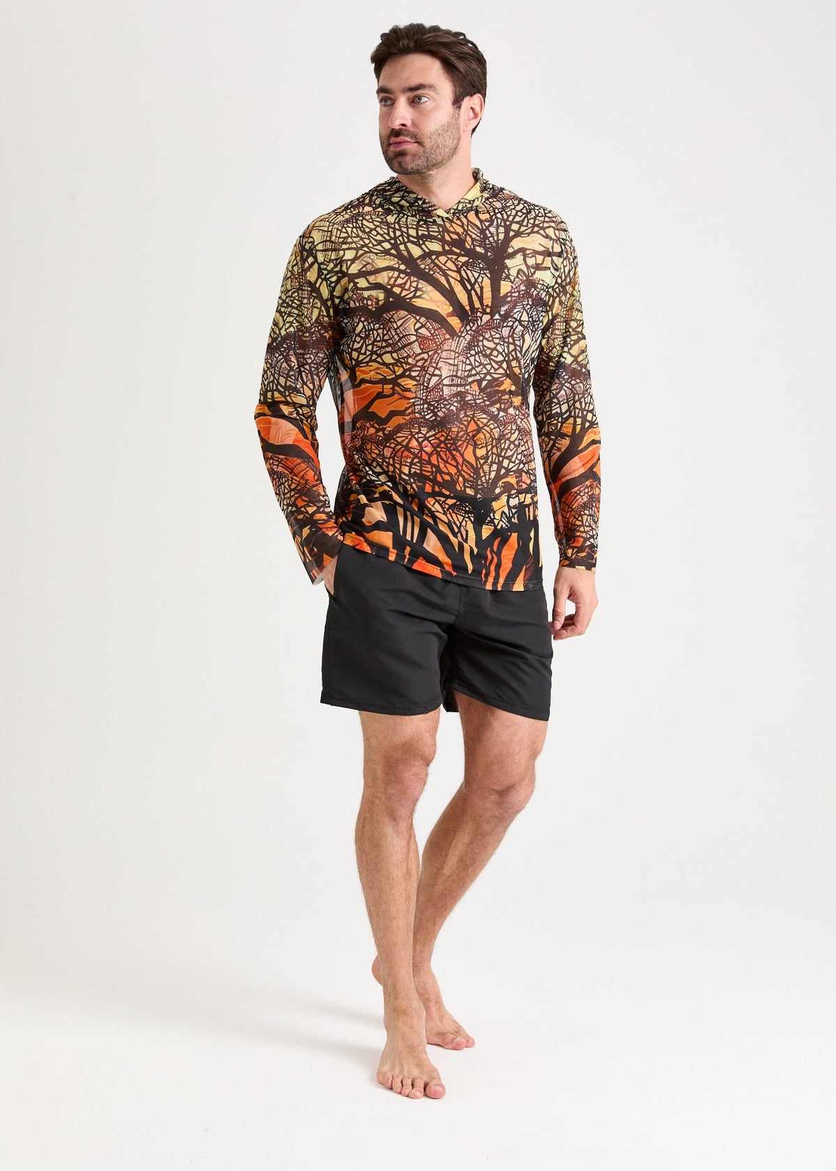 Giraffe Men's Mesh Rash Guard – SPF 50 Long Sleeve Swim Shirt