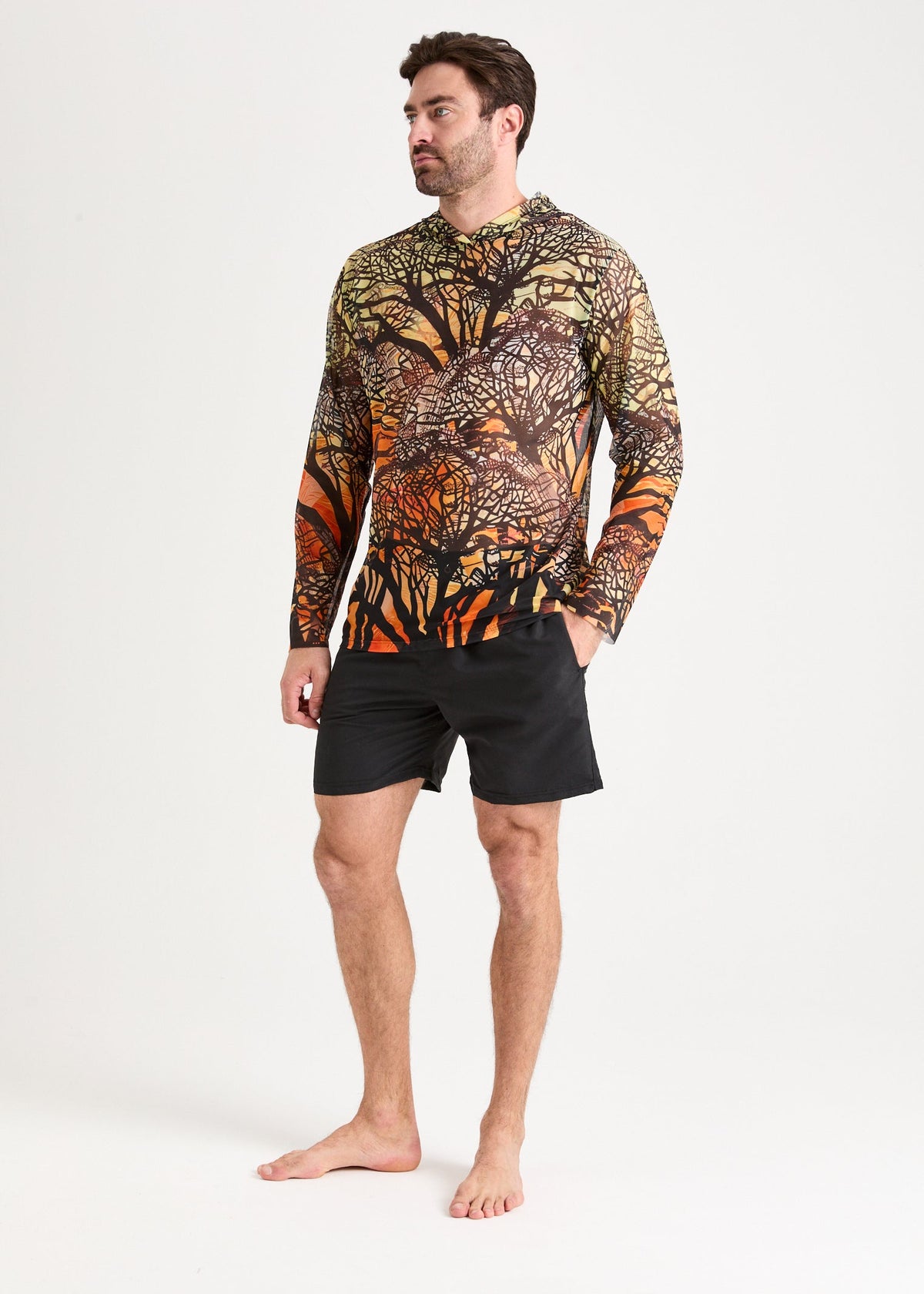 Giraffe Men's Mesh Rash Guard – SPF 50 Long Sleeve Swim Shirt