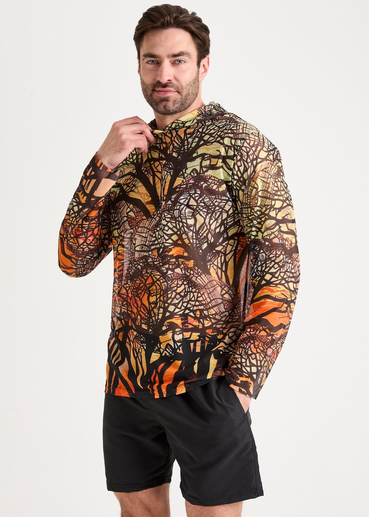 Giraffe Men's Mesh Rash Guard – SPF 50 Long Sleeve Swim Shirt