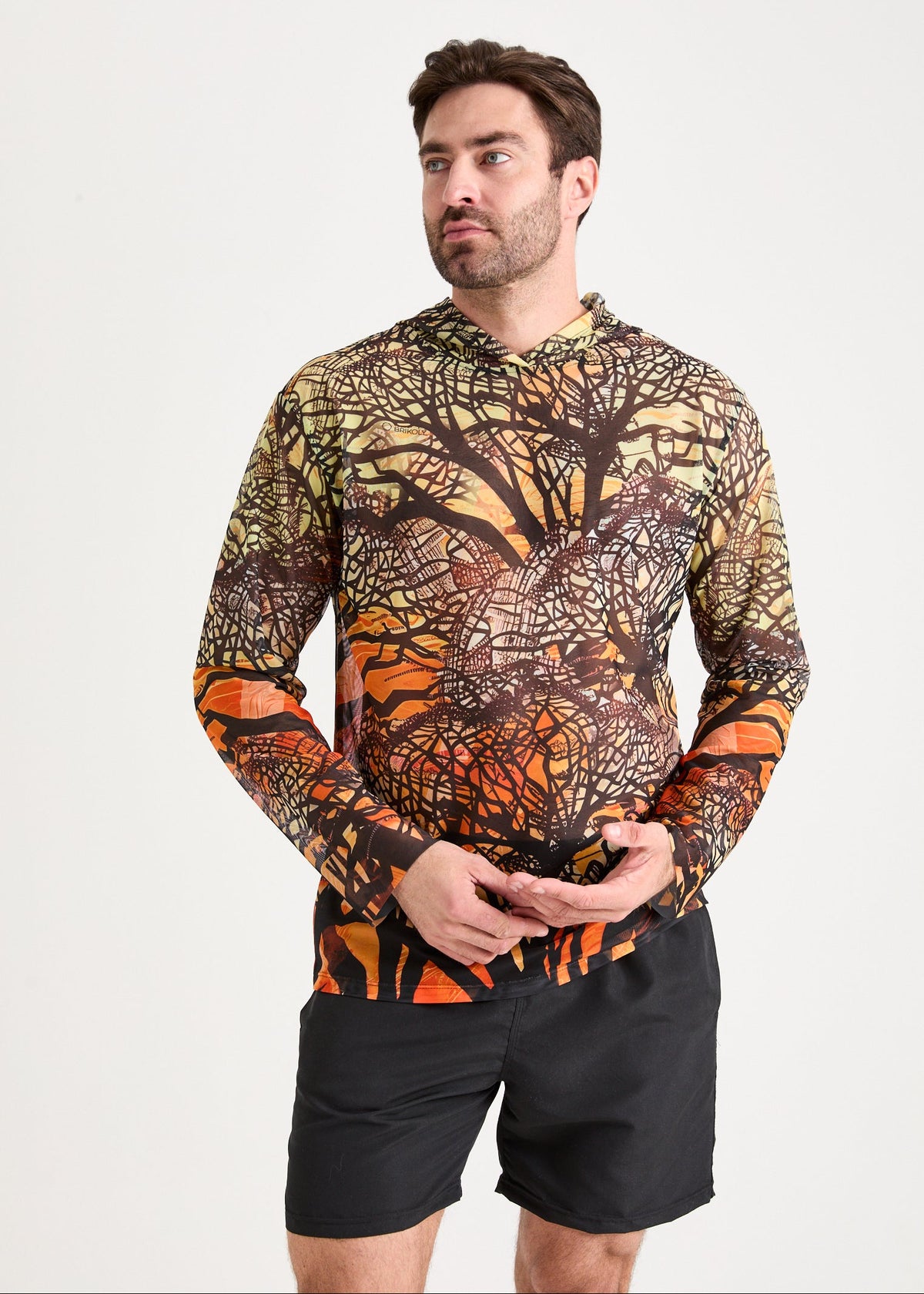 Giraffe Men's Mesh Rash Guard – SPF 50 Long Sleeve Swim Shirt