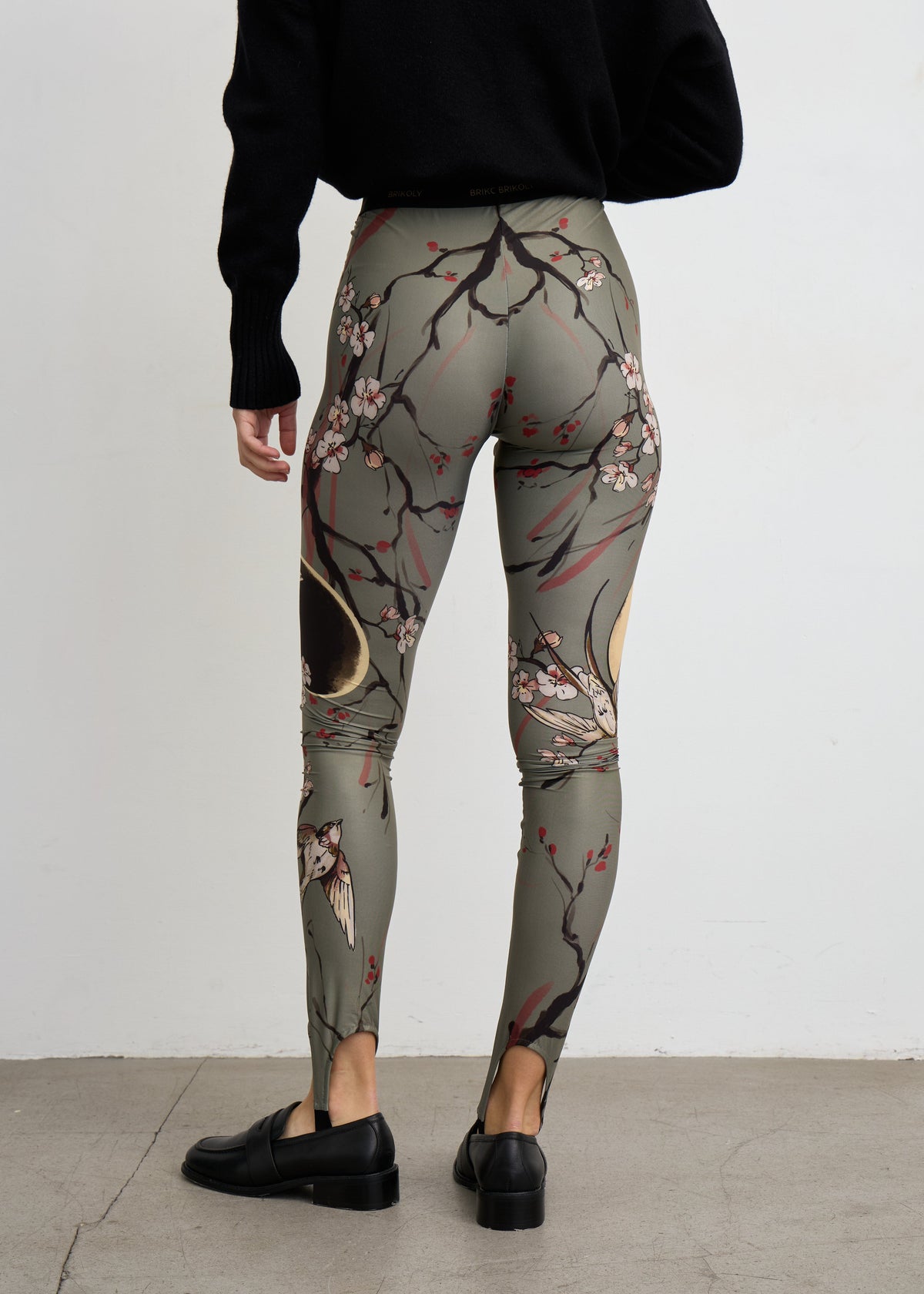 Moon Tattoo Print Sheer Mesh Leggings for Women - BRIKOLY