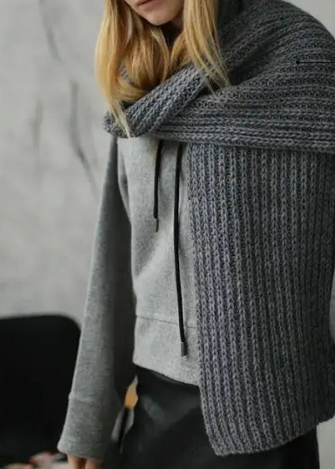 Oversized Alpaca Wool Scarf - Grey - BRIKOLY