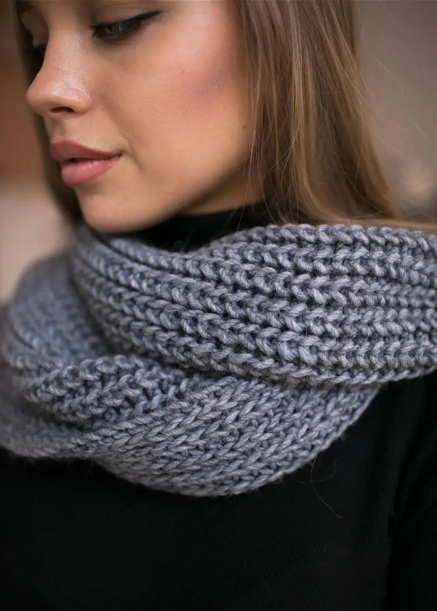 Oversized Alpaca Wool Scarf - Grey - BRIKOLY