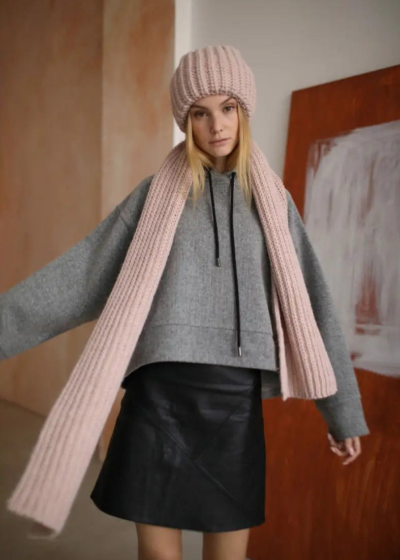 Oversized Alpaca Wool Scarf - Rose - BRIKOLY