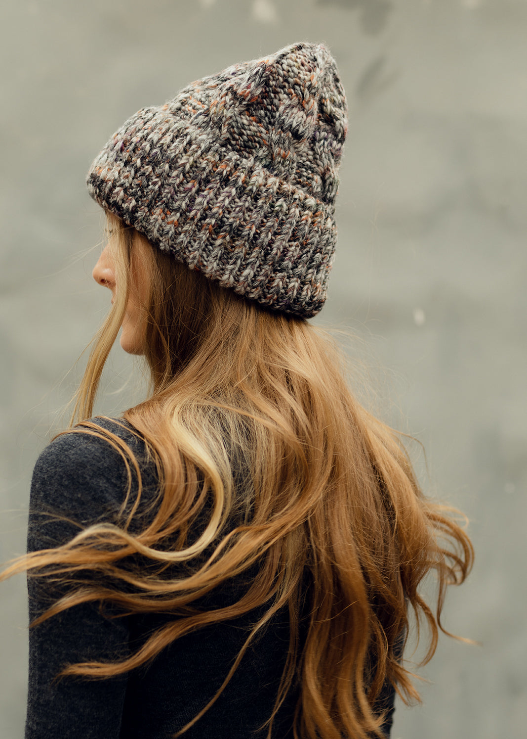 Tokyo Knit Beanie with Cuff – Chunky Multicolor Wool Hat in Grey - BRIKOLY