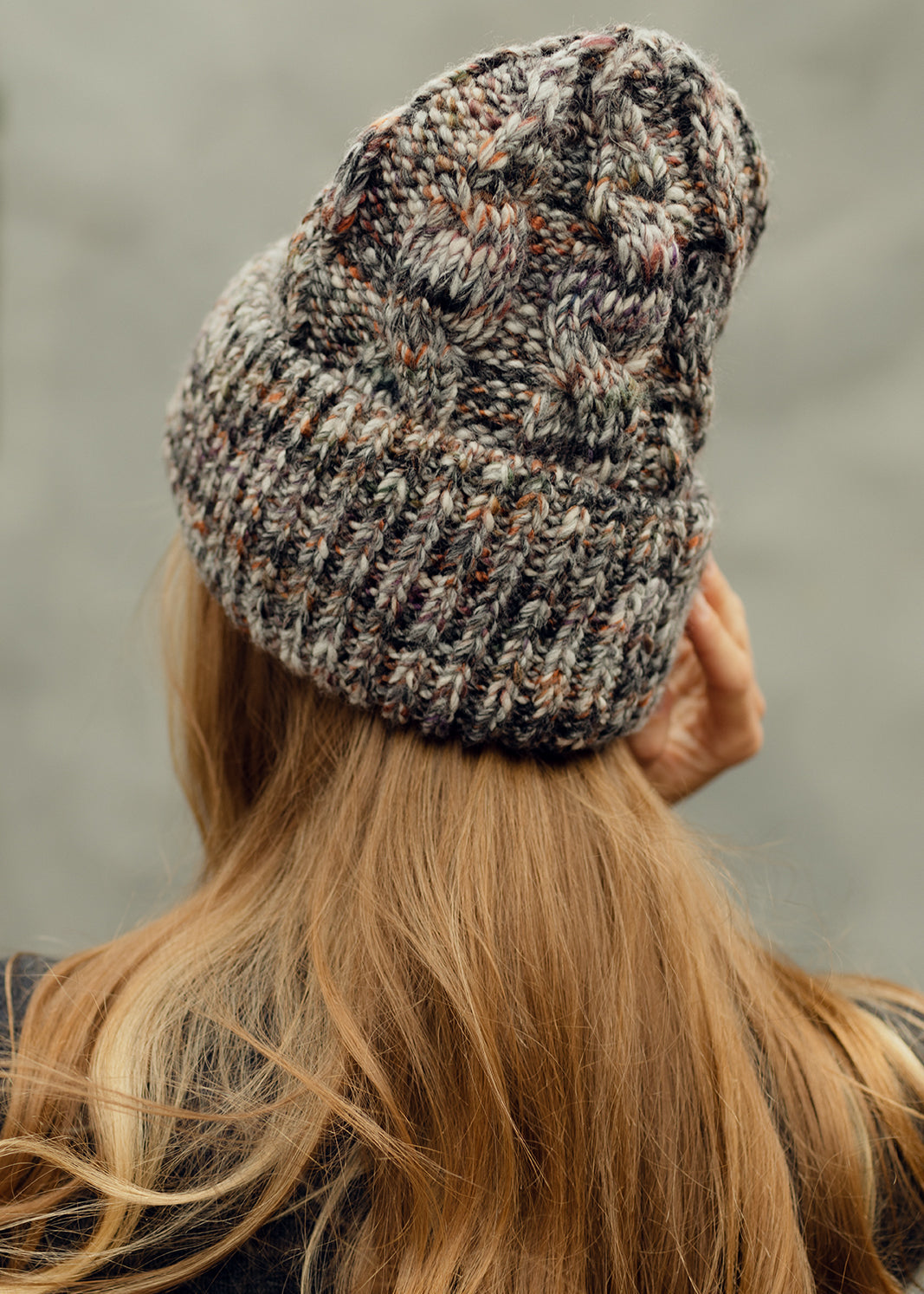 Tokyo Knit Beanie with Cuff – Chunky Multicolor Wool Hat in Grey - BRIKOLY