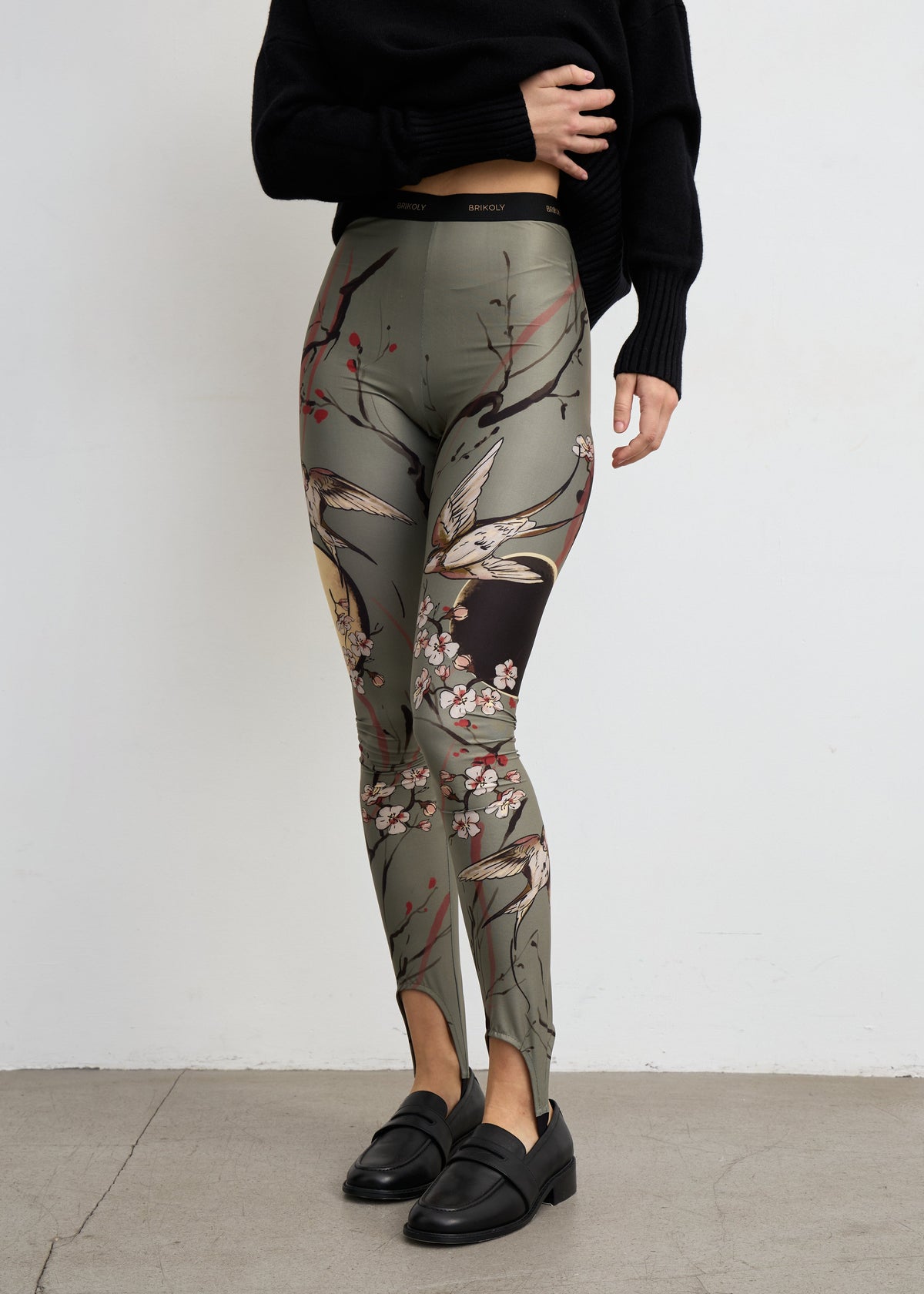 Moon Tattoo Print Sheer Mesh Leggings for Women - BRIKOLY