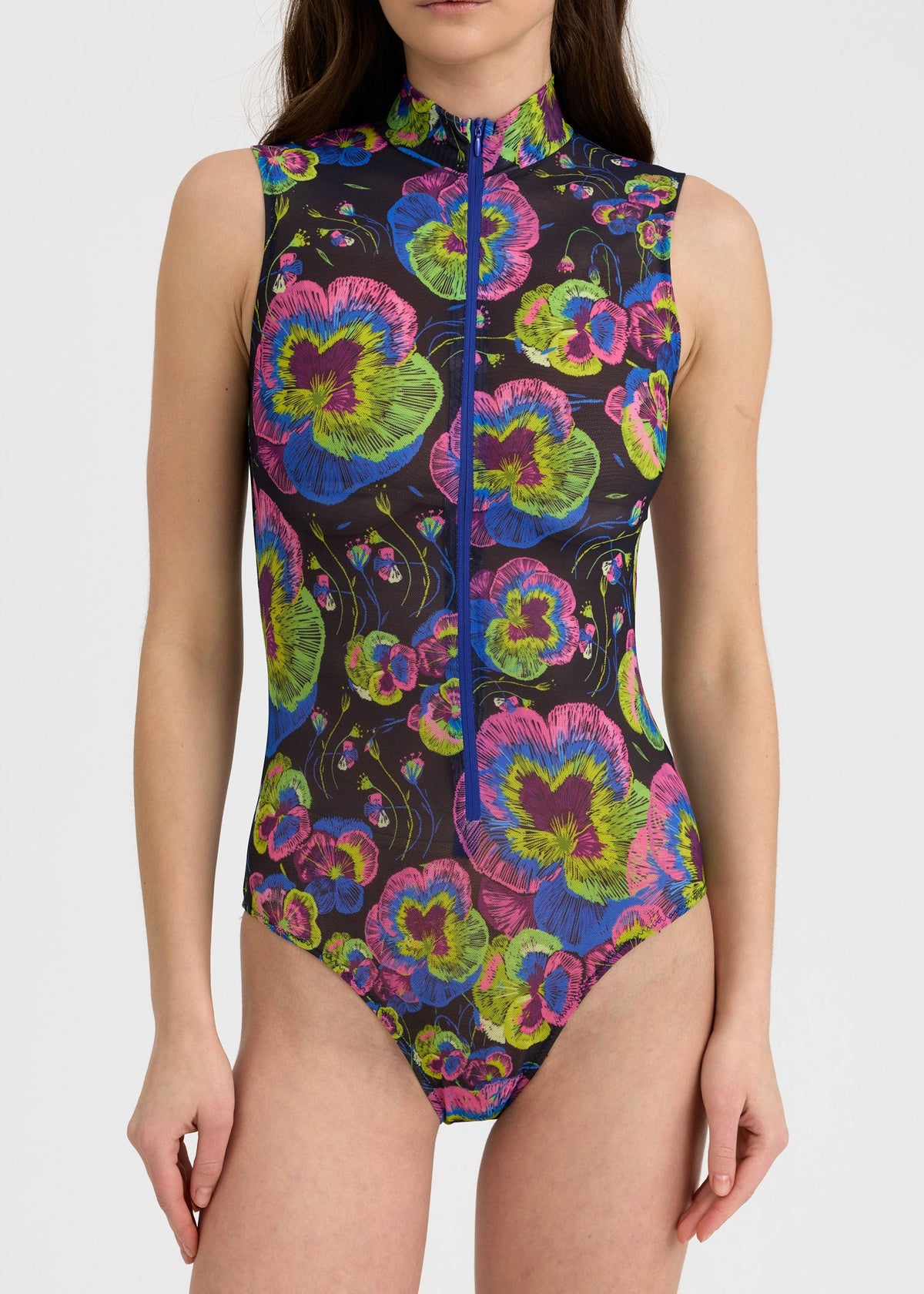 Violet Smart Mesh Swimsuit with Zipper – UPF 50+ Luxury Sun Protection - BRIKOLY