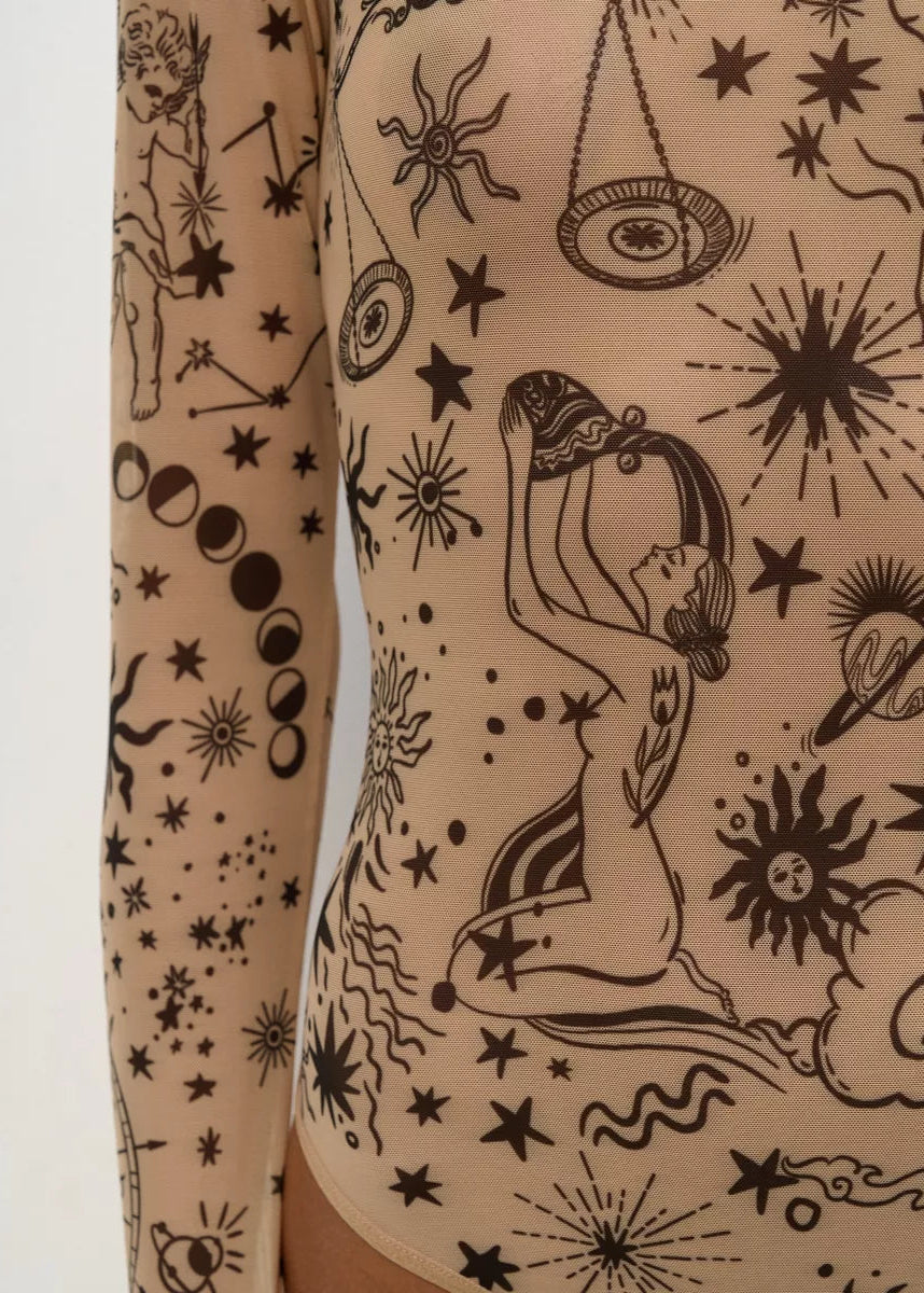 Air Essence Long Sleeve Bodysuit for Women – Unique Tattoo Design - BRIKOLY
