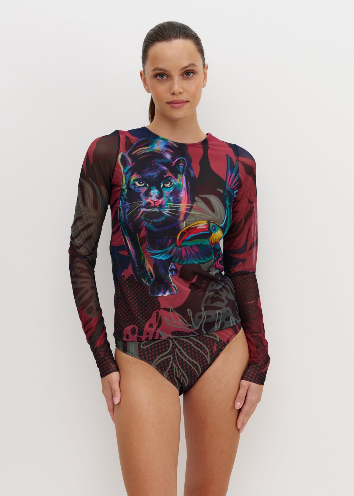 Panther Mesh Swimsuit SPF50 – Long Sleeve Bikini Set for Safe Tan - BRIKOLY