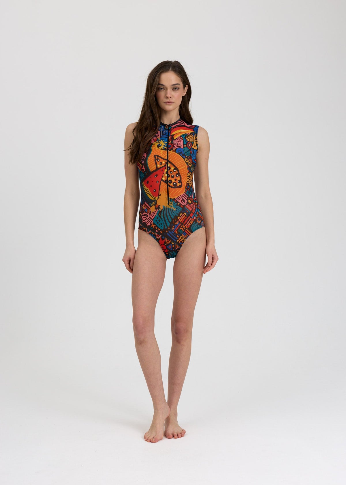 Fruits Smart Mesh Swimsuit with Zipper – UPF 50+ Luxury Sun Protection - BRIKOLY