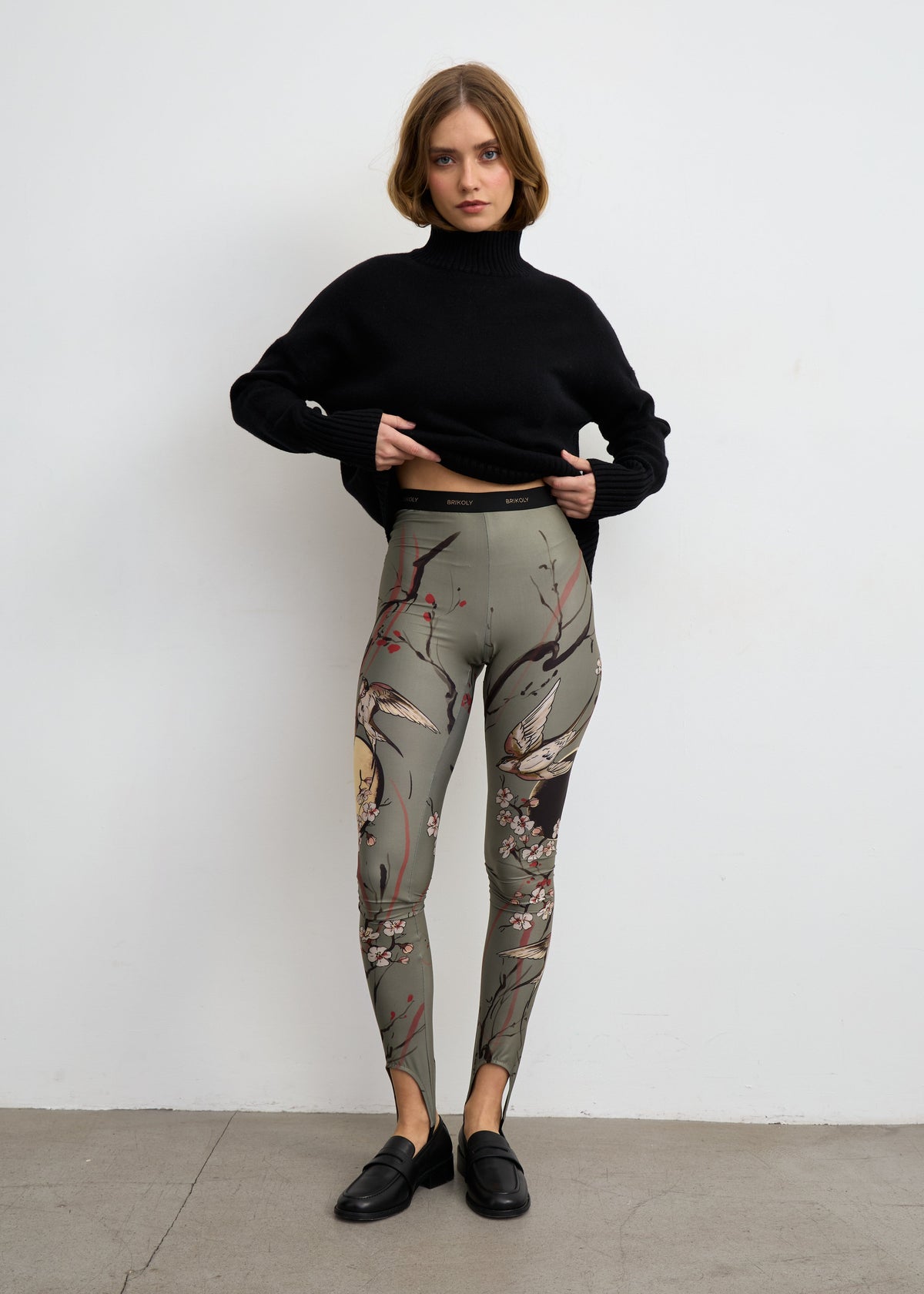 Moon Tattoo Print Sheer Mesh Leggings for Women - BRIKOLY
